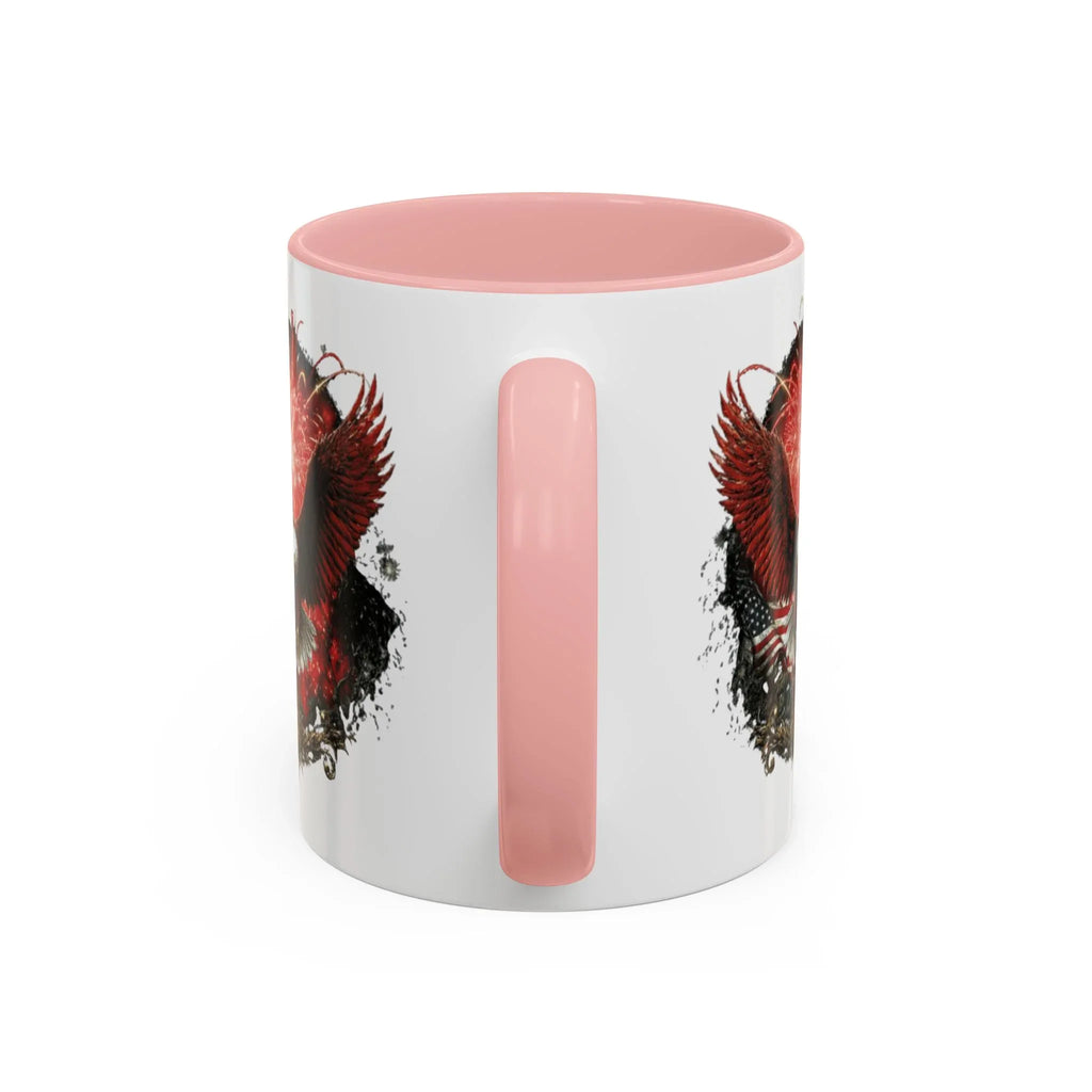 Red Eagle Emblem Accent Coffee Mug | Patriotic Eagle Design - 250 USA Celebration