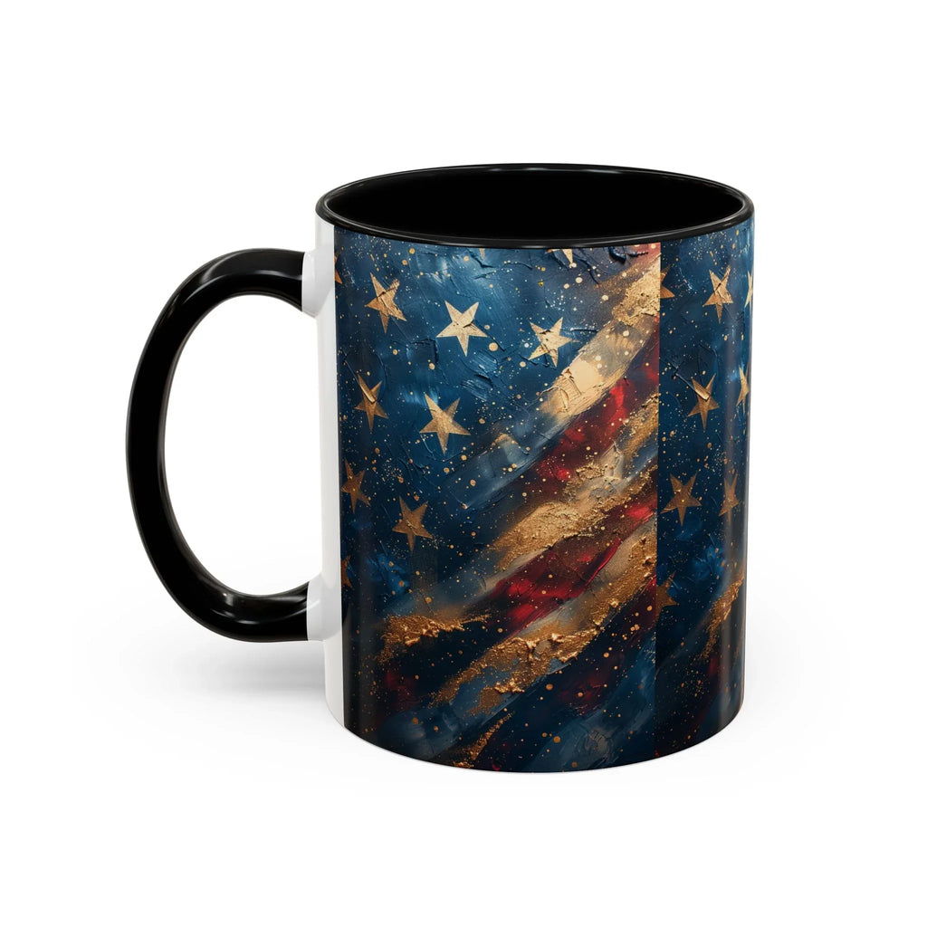 Distressed American Flag Accent Coffee Mug | 11oz 15oz - 250 USA Celebration