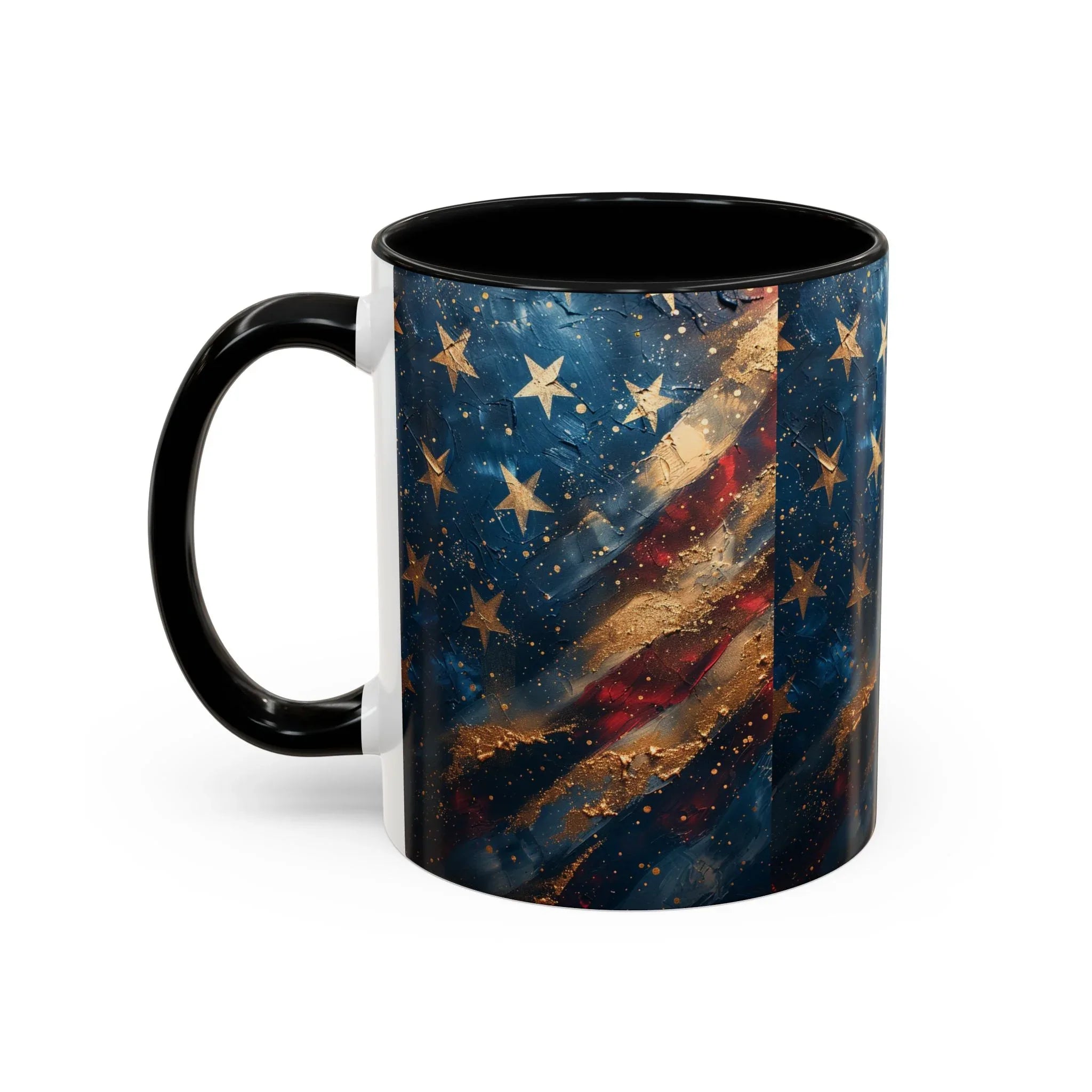 Distressed American Flag Accent Coffee Mug | 11oz 15oz - 250 USA Celebration