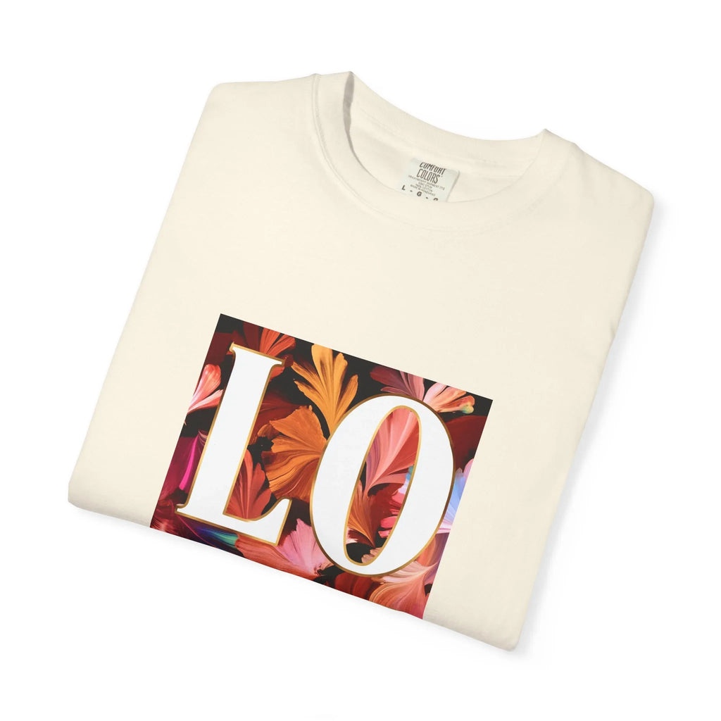 LOVE Floral Block T-Shirt | Tropical Flowers Typography - 250 USA Celebration