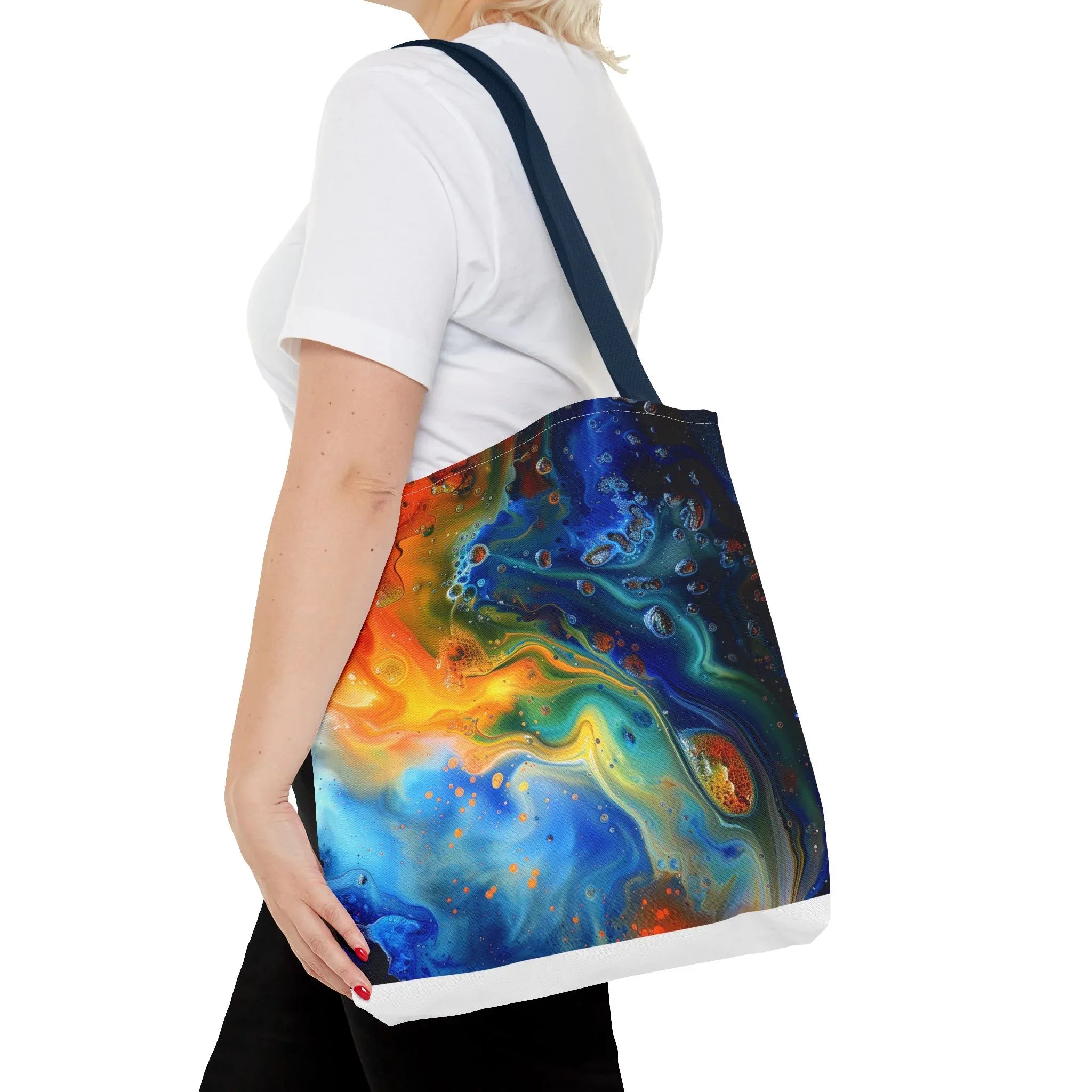 Abstract Fluid Art Tote Bag | Colorful Swirl Beach Bag - 250 USA Celebration