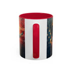 Colorful Mugs (11oz, 15oz) American Eagle Flying Coffee Cup, Patriotic American Eagle flying with American Flag in background - 250 USA Celebration