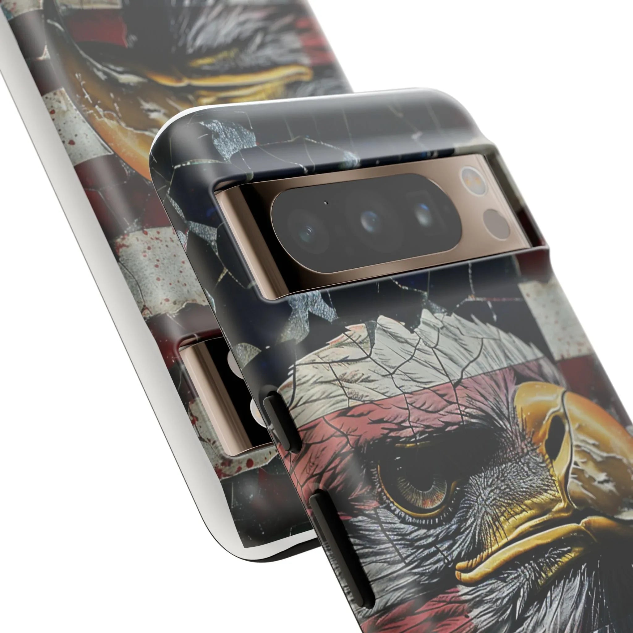 American Flag Bald Eagle phone case | Patriotic iPhone cover, cracked vintage flag design - 250 USA Celebration