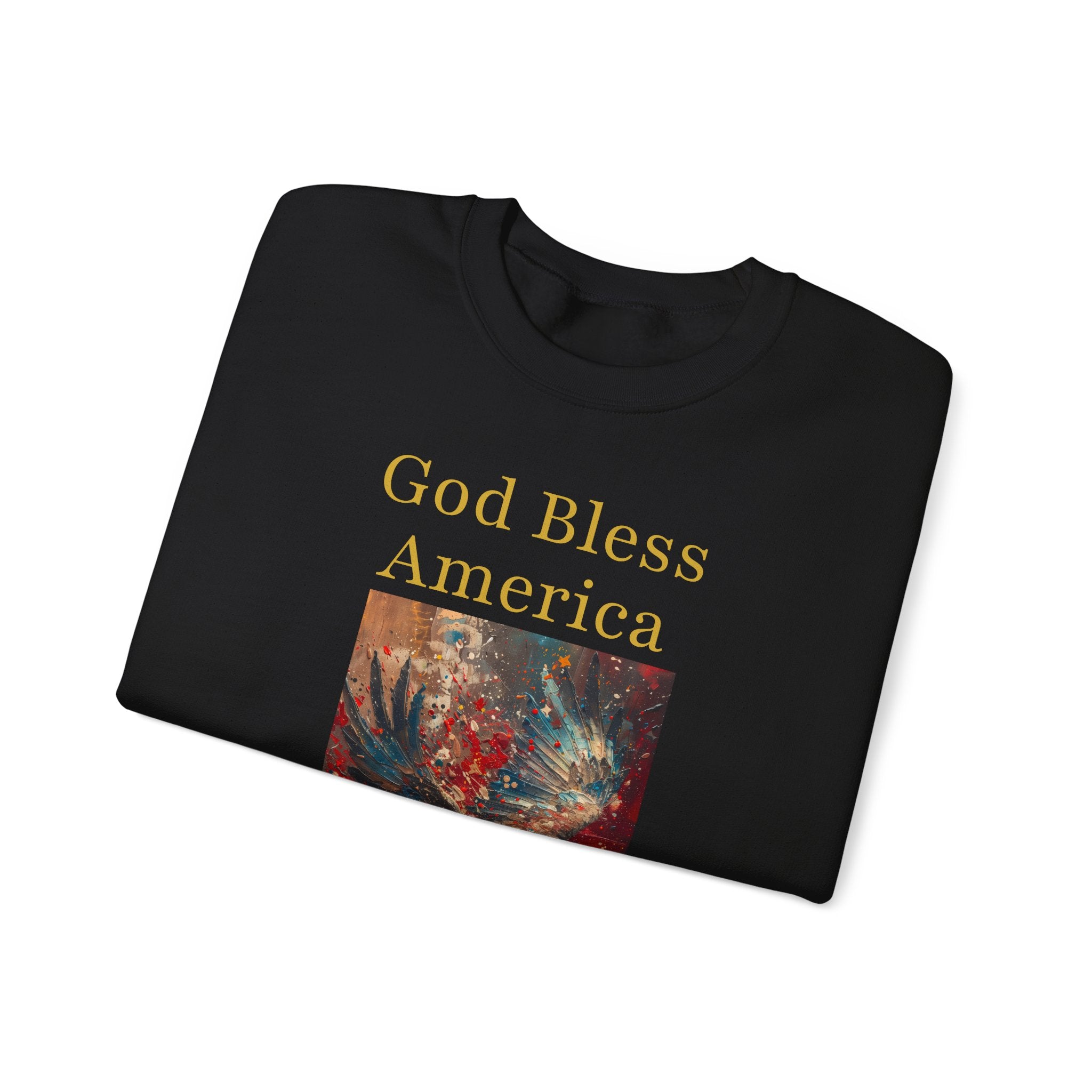 America 250: "God Bless America" Abstract Oil Eagle Hoodie - Patriotic Art Sweatshirt - God Bless America Unisex Crewneck, Gifts for Veterans, Fourth of July Apparel, Comfy Everyday Wear, Perfect...