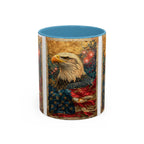 Bald Eagle with Tattered American Flag Coffee Mug | Fireworks Patriotic 11oz 15oz - 250 USA Celebration