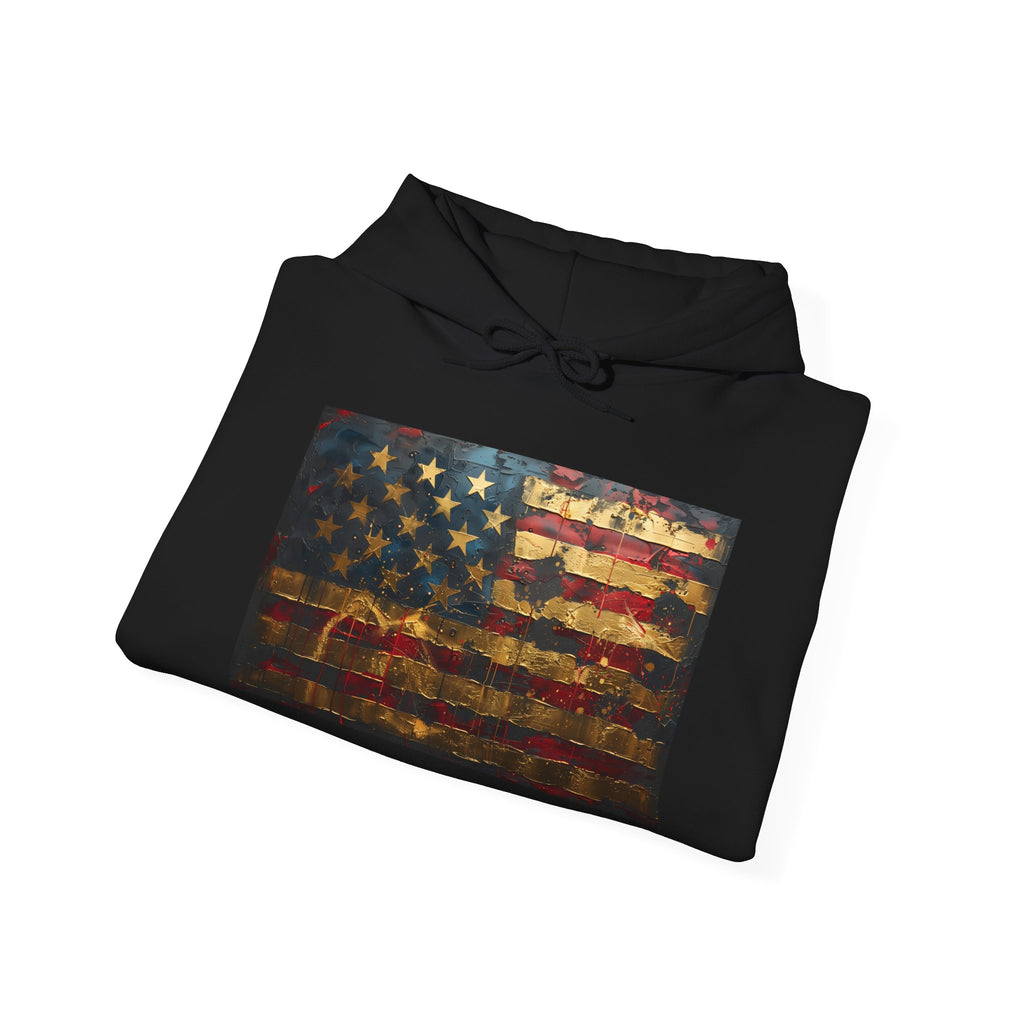 Distressed American Flag Hoodie – Vintage USA Patriotic Pullover