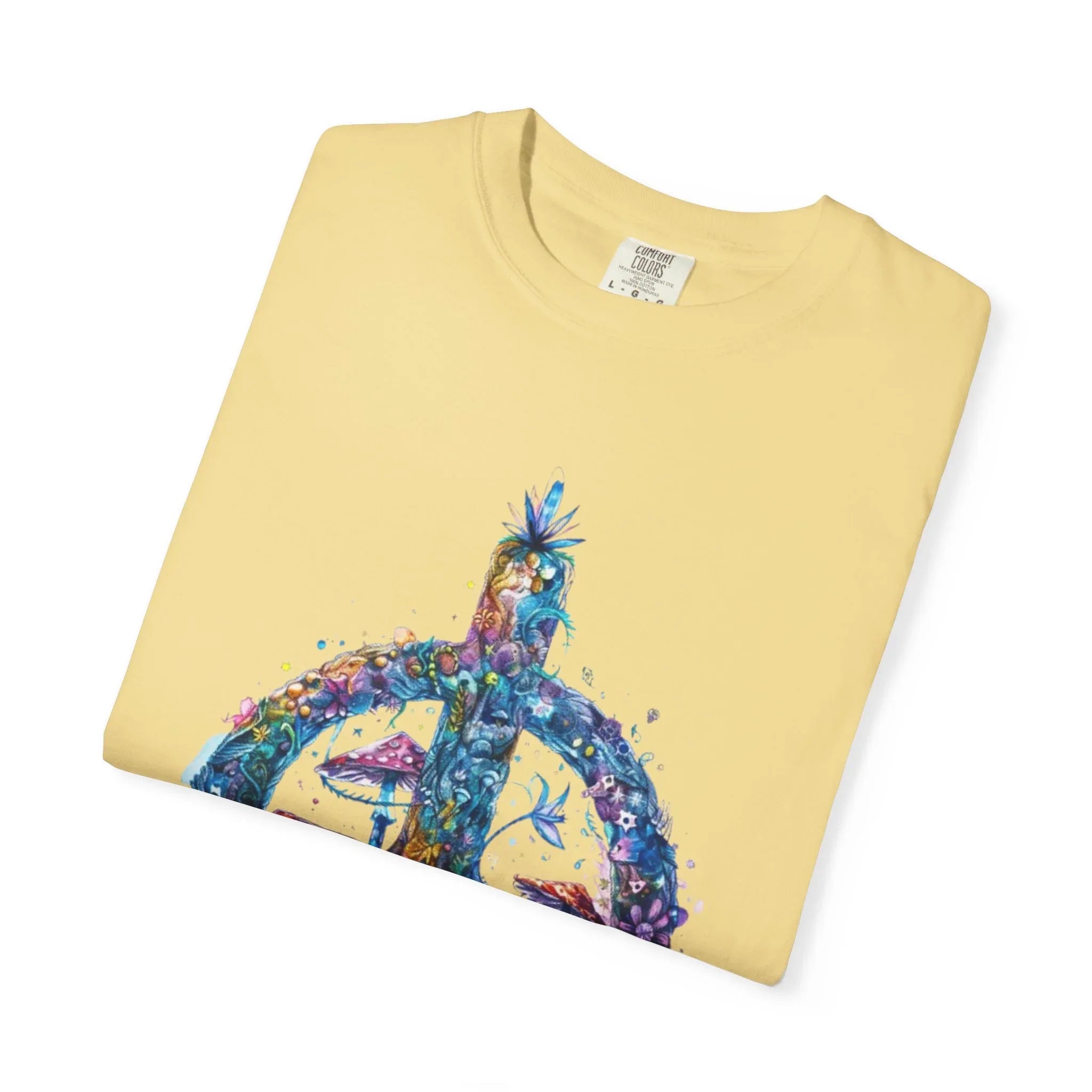 Psychedelic Mushroom Peace Sign T-Shirt | Neon Tie-Dye 60s Hippie Poster - 250 USA Celebration