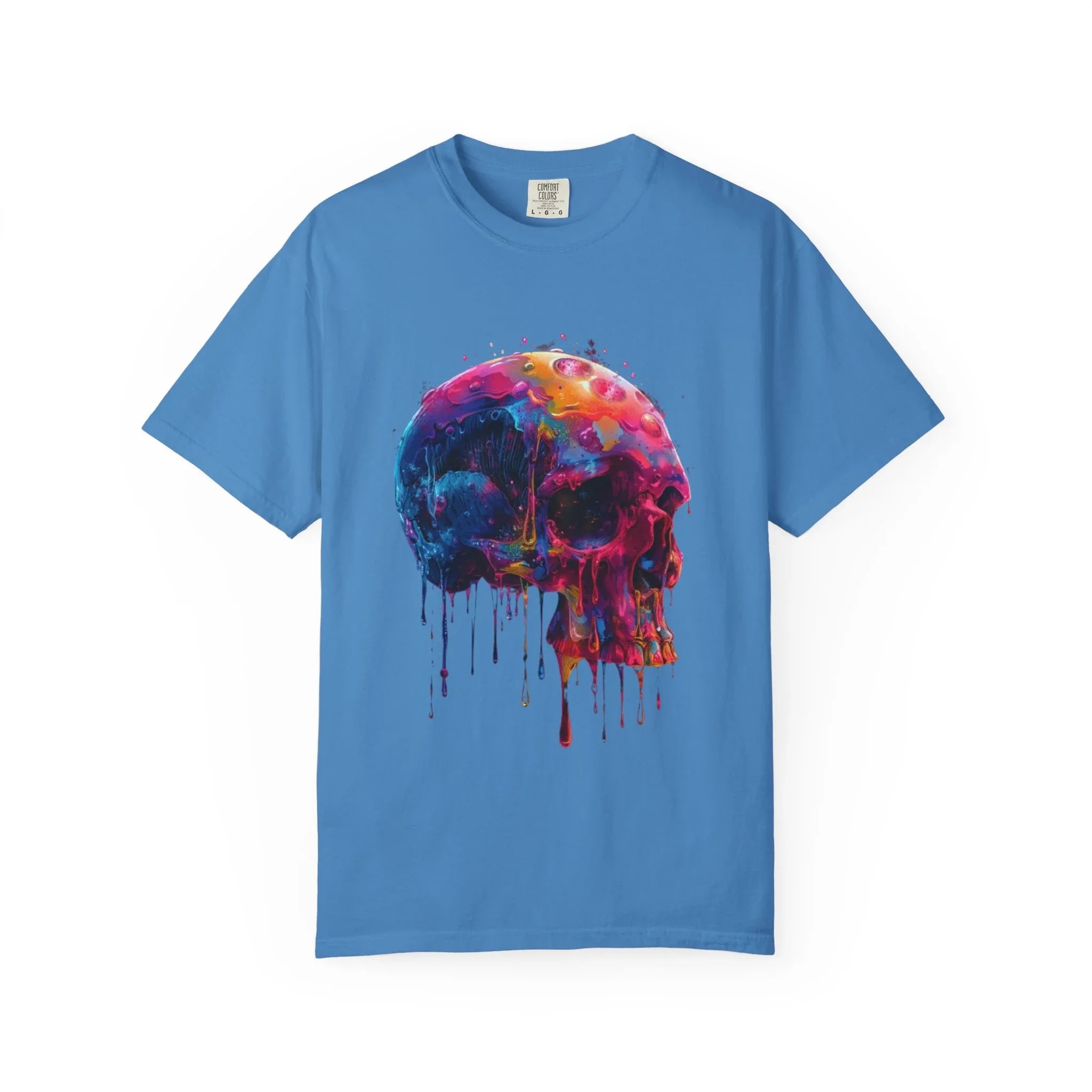 Colorful Drip Skull T-shirt | Watercolor Skull Shirt, Artistic Gothic Tee - 250 USA Celebration