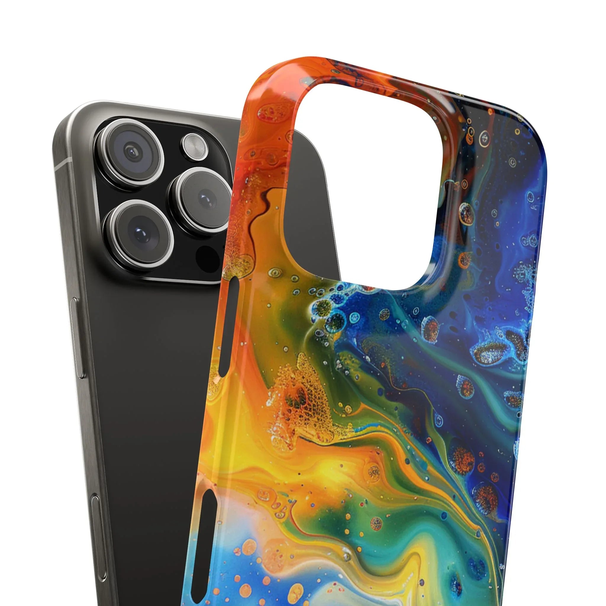 Abstract Color Swirl Slim Phone Case | Blue Orange Marble Galaxy - 250 USA Celebration