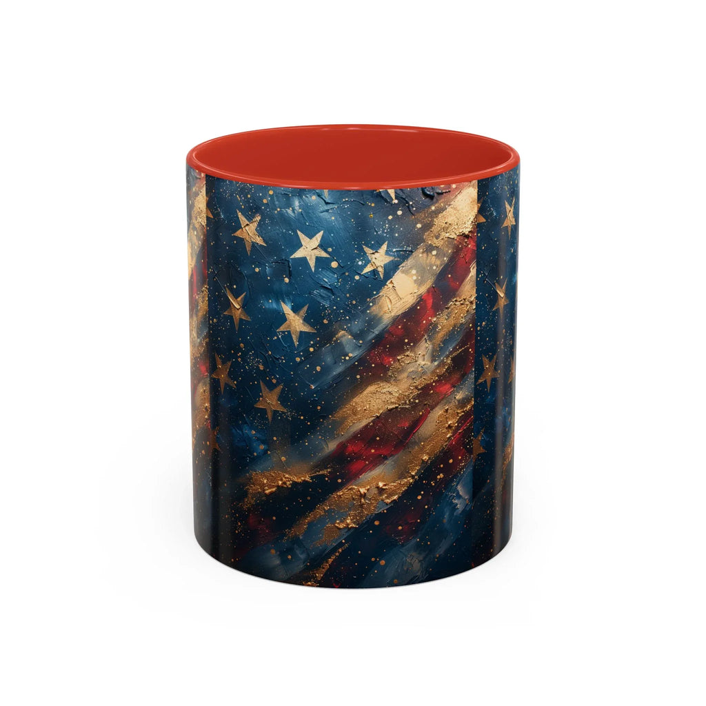 Distressed American Flag Accent Coffee Mug | 11oz 15oz - 250 USA Celebration