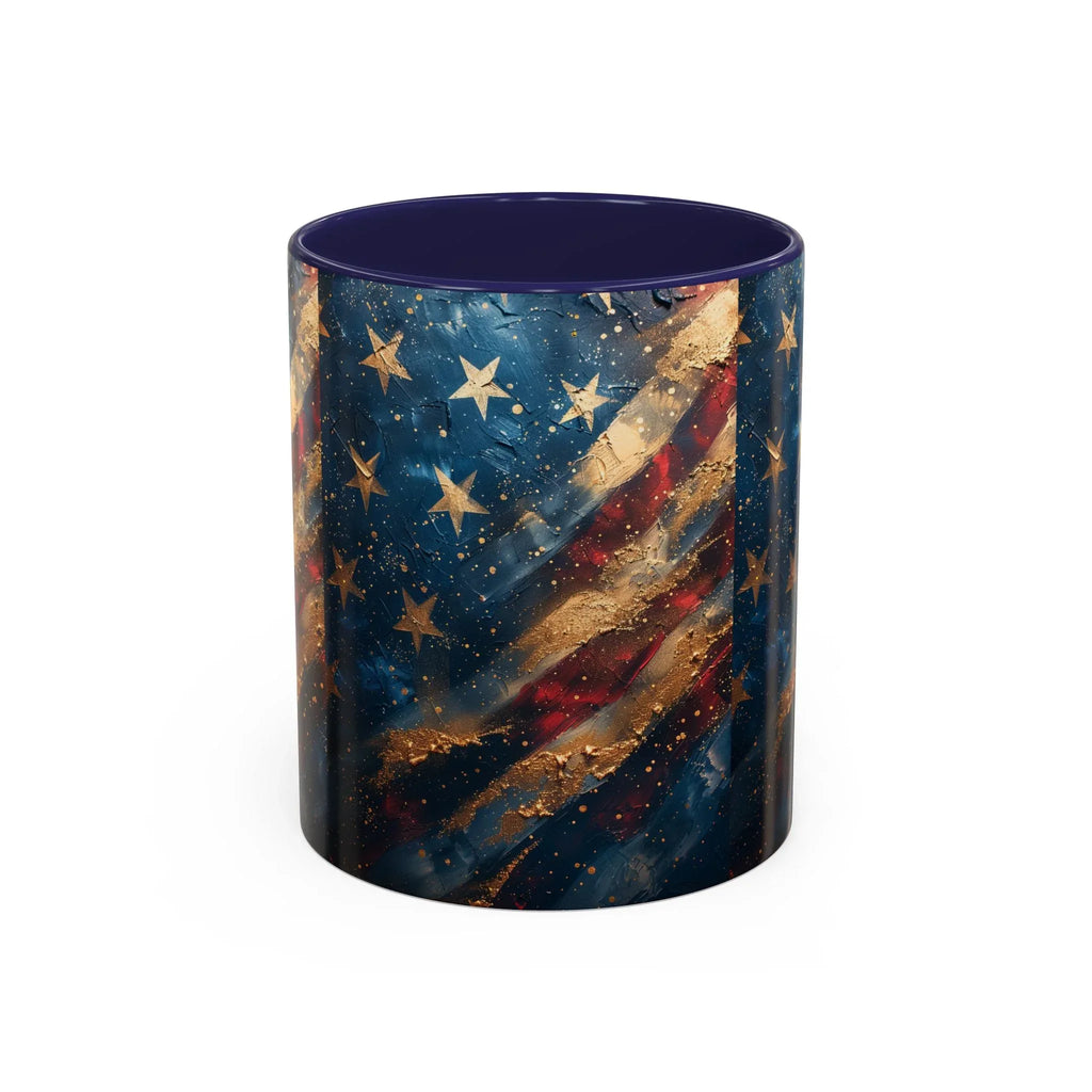 Distressed American Flag Accent Coffee Mug | 11oz 15oz - 250 USA Celebration