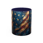 Distressed American Flag Accent Coffee Mug | 11oz 15oz - 250 USA Celebration