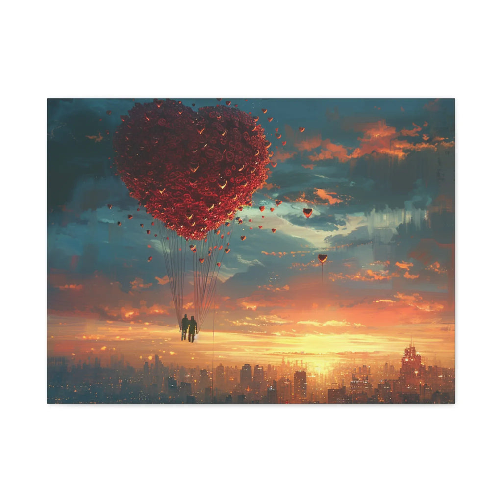 Romantic Canvas Wall Art, Love, Heart Balloon Art, Gift for Couples, Valentines Wall Decor, Valentine's Day Women's Merchandise, Valentines - 250 USA Celebration