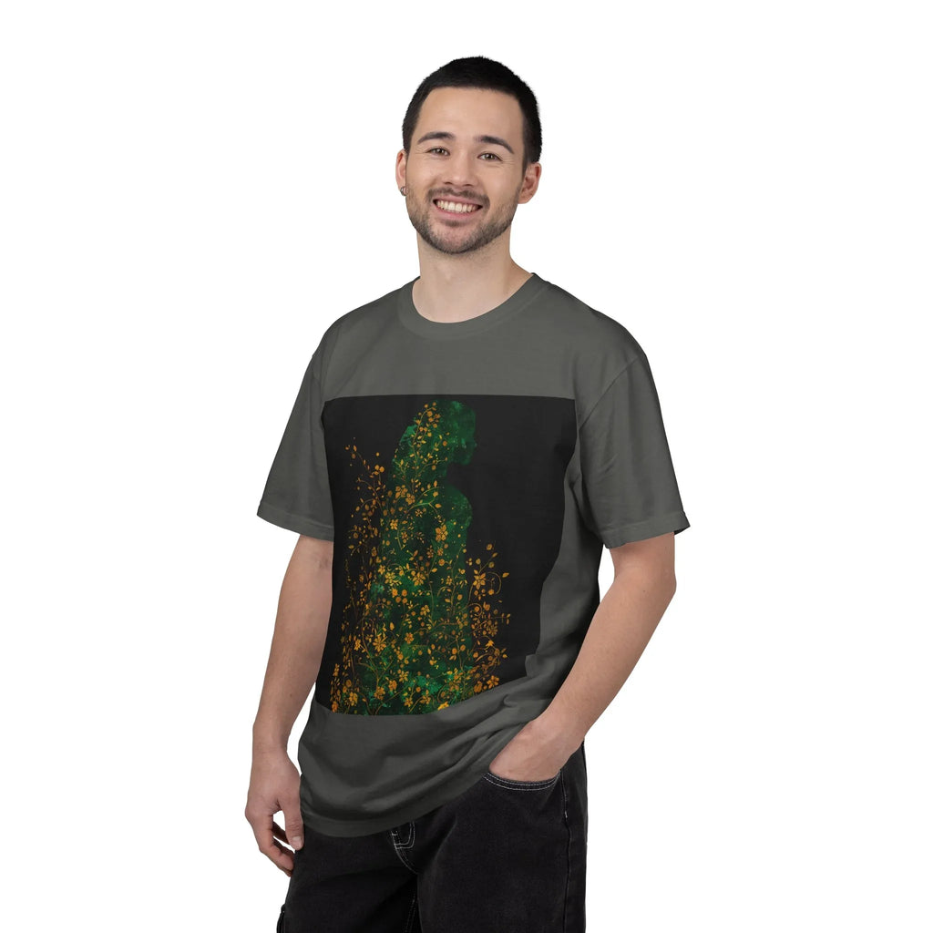 Green Floral Silhouette T-shirt | Botanical Sparkle Art abstract art t-shirt, women's, abstract graphic tee women, girls abstract shirt - 250 USA Celebration