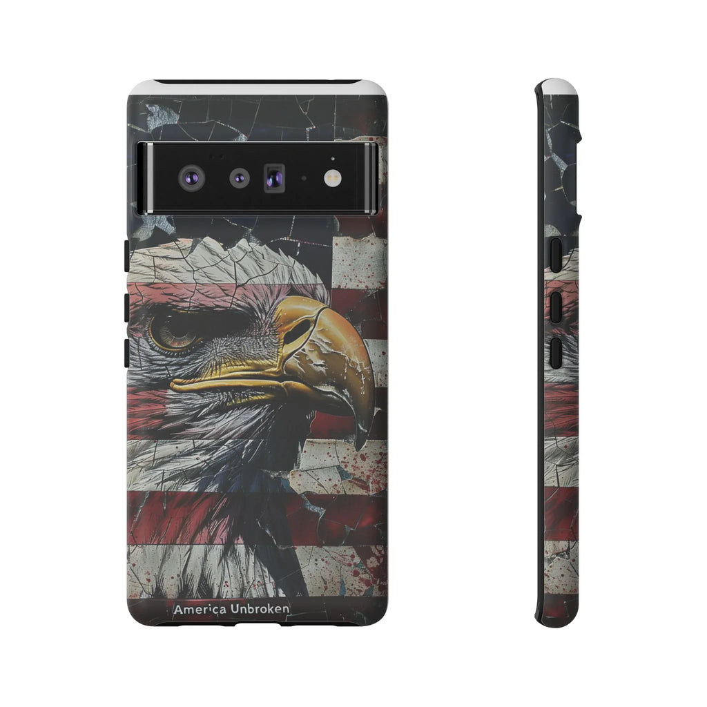 American Flag Bald Eagle phone case | Patriotic iPhone cover, cracked vintage flag design - 250 USA Celebration