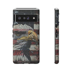 American Flag Bald Eagle phone case | Patriotic iPhone cover, cracked vintage flag design - 250 USA Celebration