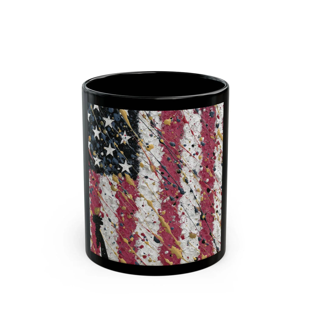 Patriotic Black Mug - 11oz & 15oz | Flag Design, Coffee Lover Gift, Americana Decor, Independence Day, Veteran's Day, Unique Mug - 250 USA Celebration