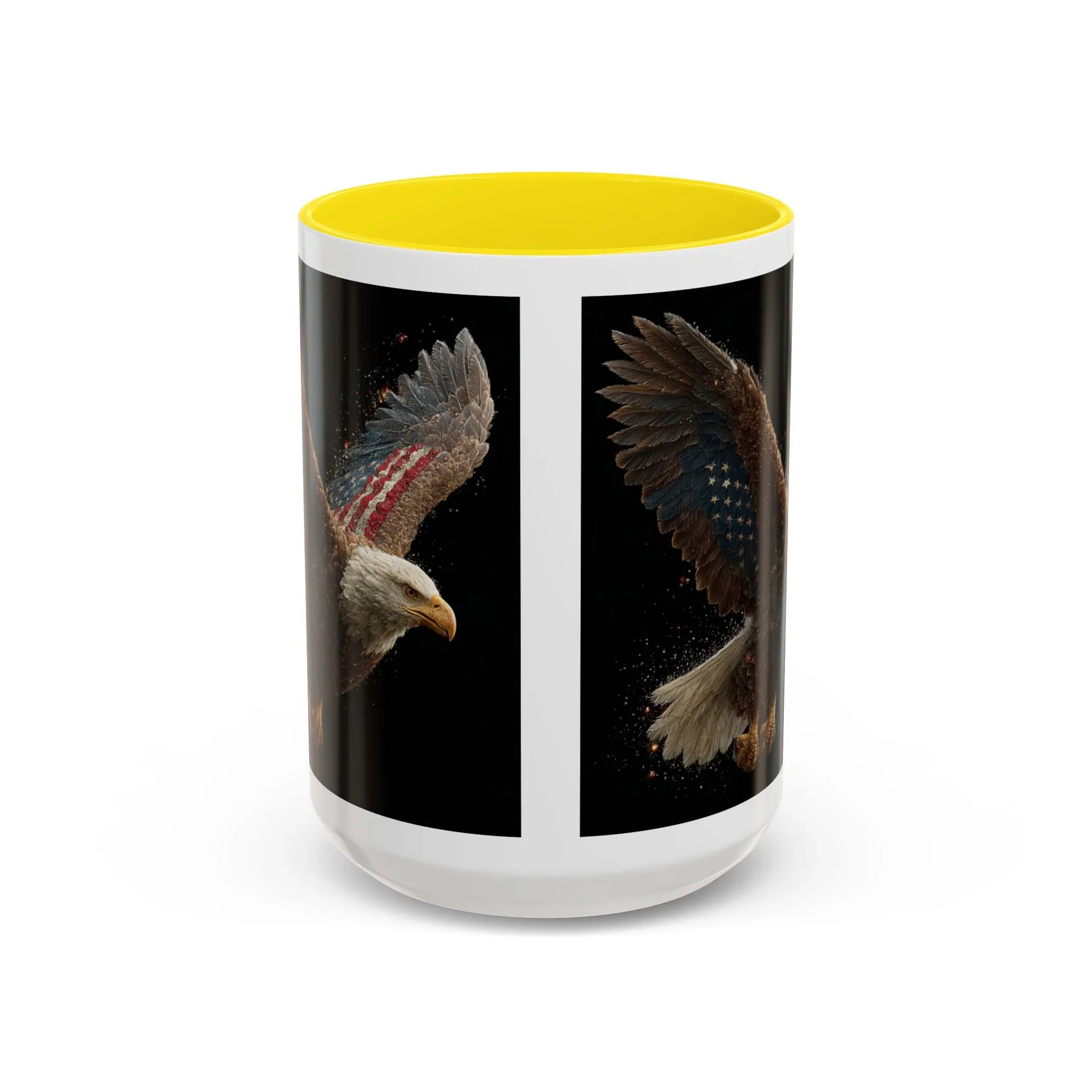American Flag Bald Eagle Coffee Mug | Patriotic Eagle Wings, Black Accent 11oz 15oz - 250 USA Celebration