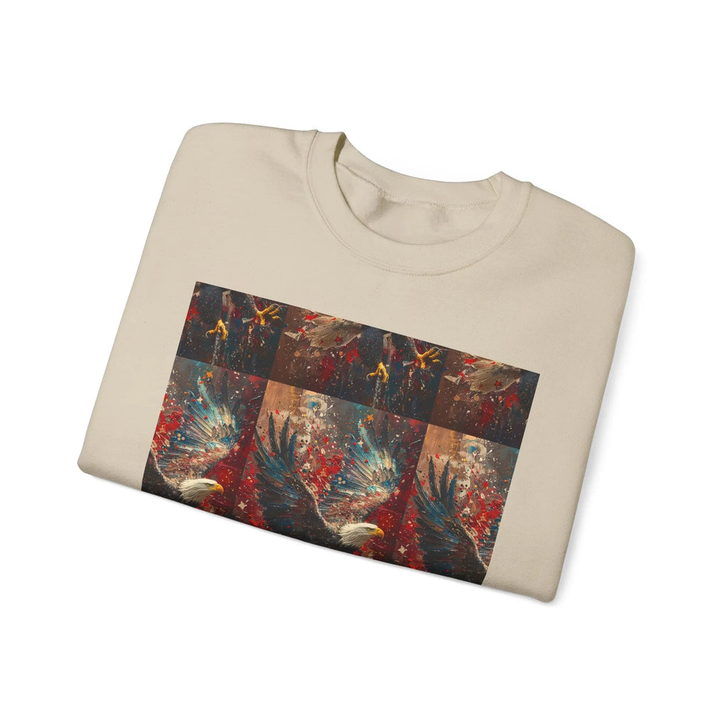 God Bless America Eagle Artwork crewneck sweatshirt | Patriotic eagle collage - 250 USA Celebration
