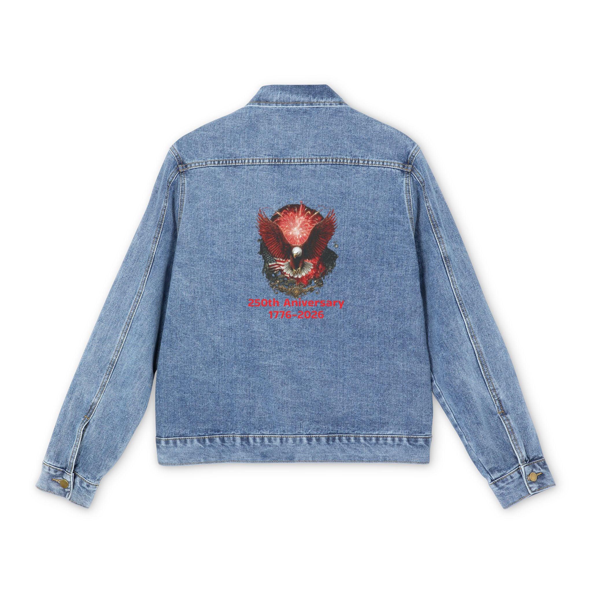 Fox Skull Graphic Denim Jacket | Vintage Red Fox Illustration - 250 USA Celebration