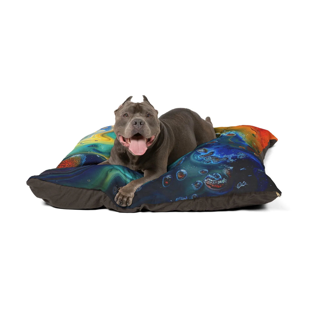 Colorful Abstract Pour Art Pet Bed | Swirl Galaxy Print - 250 USA Celebration