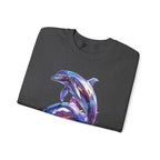 Iridescent Dolphin Trio Sweatshirt | Ocean Marine Animal Crewneck - 250 USA Celebration