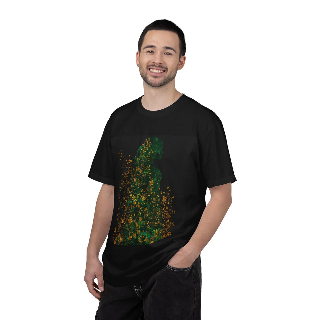 Green Floral Silhouette T-shirt | Botanical Sparkle Art abstract art t-shirt, women's, abstract graphic tee women, girls abstract shirt - 250 USA Celebration