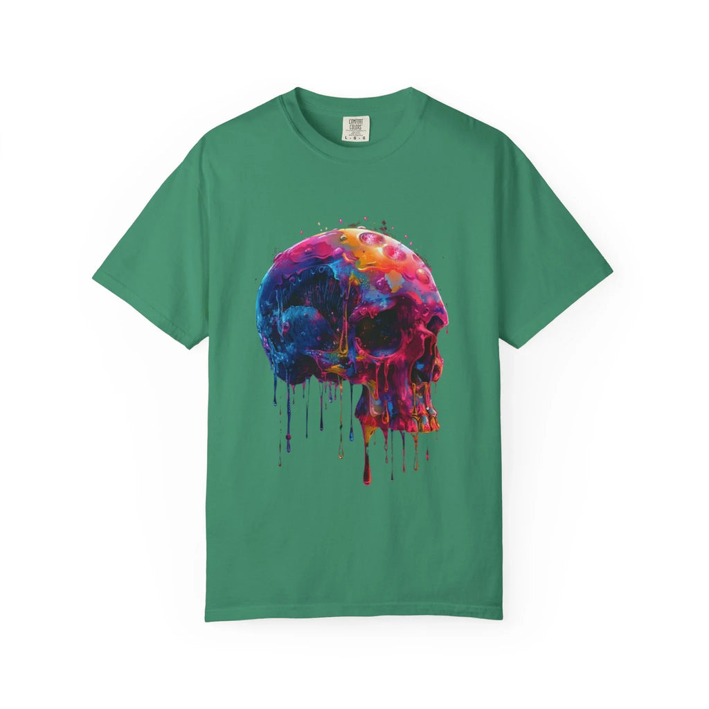 Colorful Drip Skull T-shirt | Watercolor Skull Shirt, Artistic Gothic Tee - 250 USA Celebration