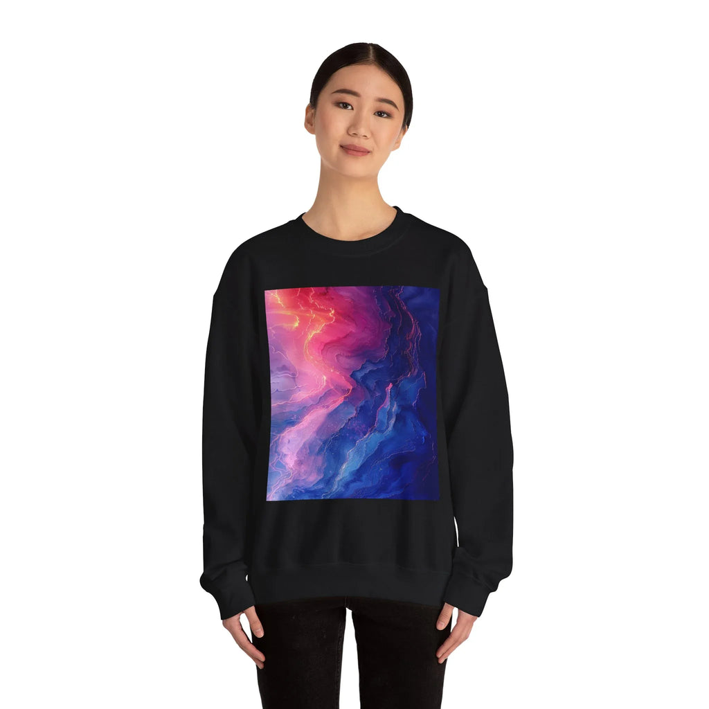 Abstract Nebula Art Crewneck Sweatshirt | Colorful Galaxy Print - 250 USA Celebration