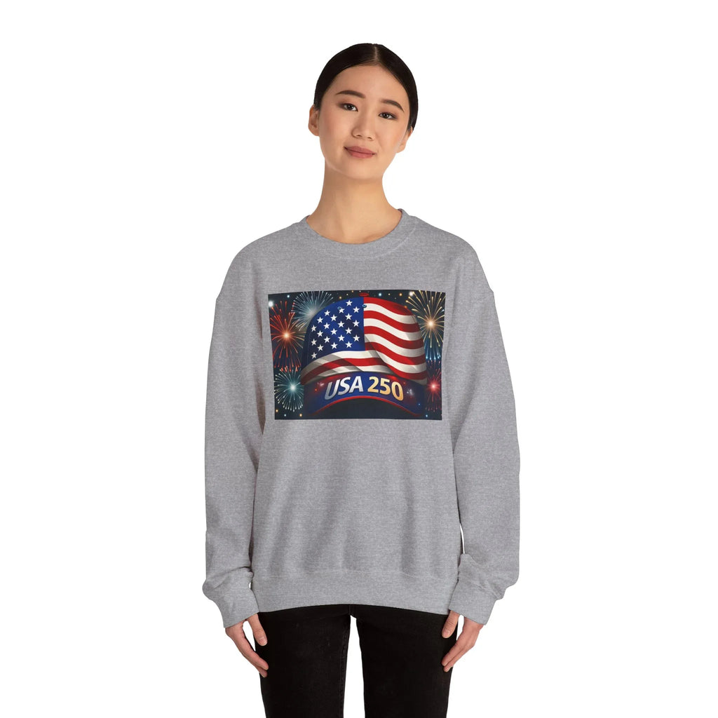 USA 250 American Flag Sweatshirt | 250th United States Celebration - 250 USA Celebration