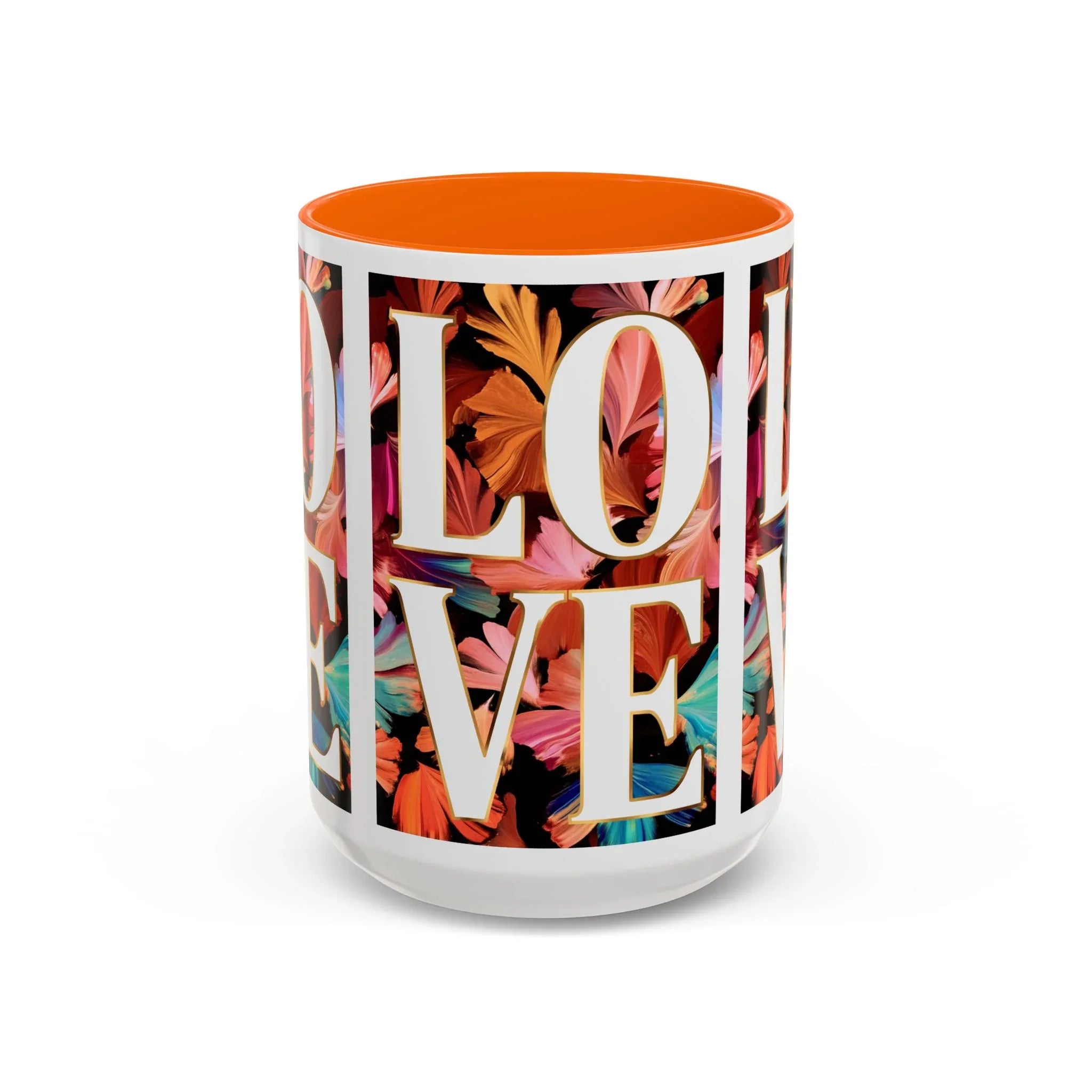 Floral Bold LOVE Mug | Accent Coffee Mug 11oz 15oz - 250 USA Celebration