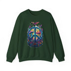 Psychedelic Mushroom Peace Sign Crewneck Sweatshirt | 60s Hippie Tie-Dye - 250 USA Celebration