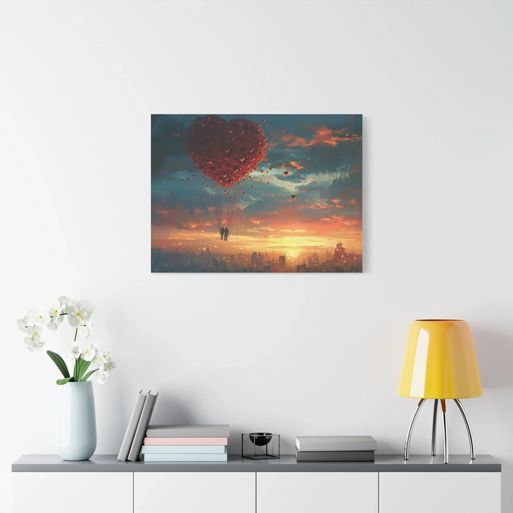 Romantic Canvas Wall Art, Love, Heart Balloon Art, Gift for Couples, Valentines Wall Decor, Valentine's Day Women's Merchandise, Valentines - 250 USA Celebration