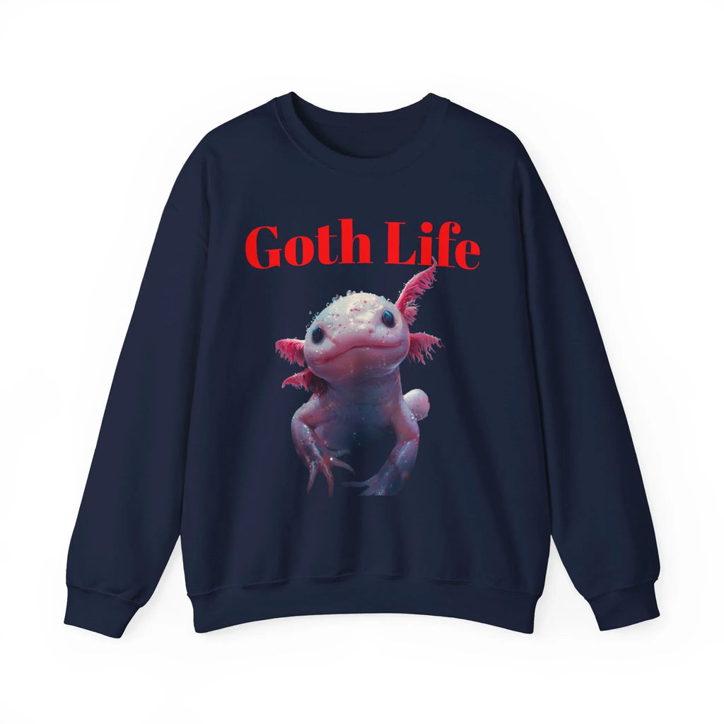 Goth Life Axolotl Sweatshirt | Cute Goth Axolotl Illustration - 250 USA Celebration
