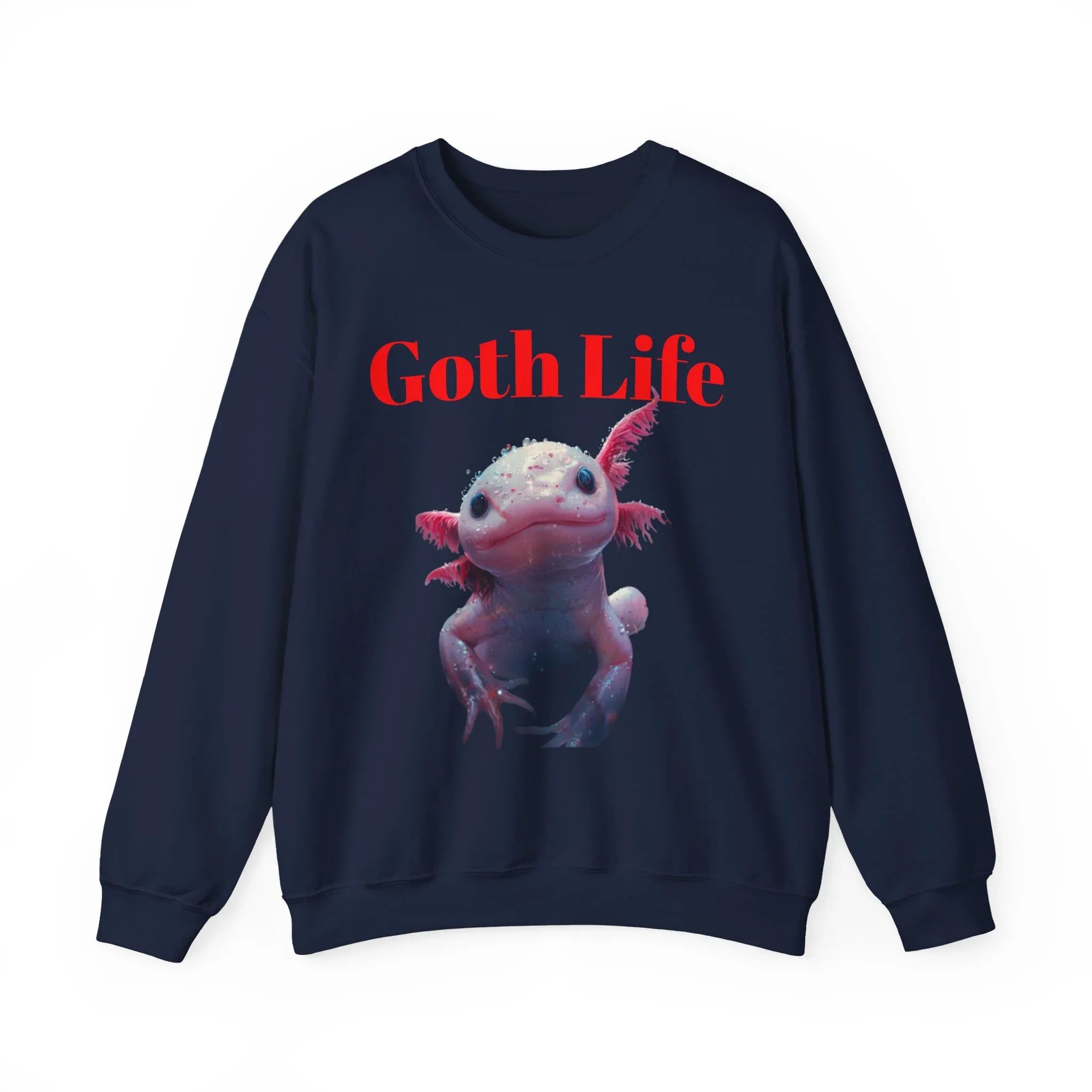 Goth Life Axolotl Sweatshirt | Cute Goth Axolotl Illustration - 250 USA Celebration
