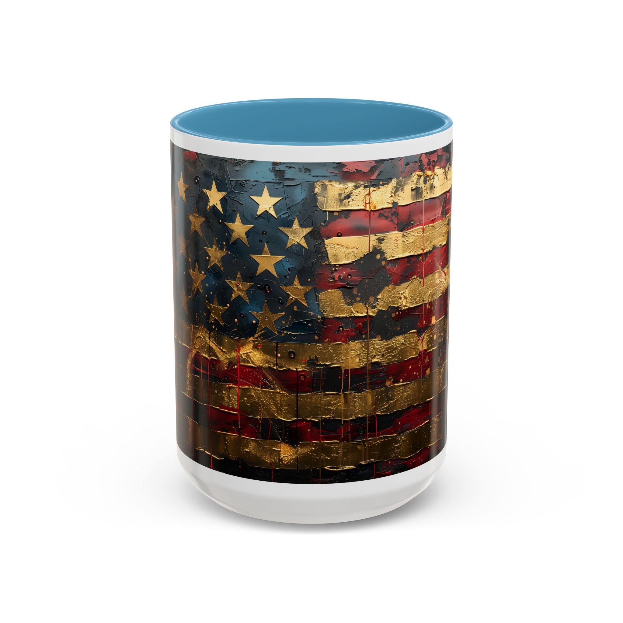 Distressed American Flag Accent Coffee Mug — Patriotic 11/15oz