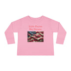 Toddler Long Sleeve Tee — "Little Patriot Big Dreams" American Flag Graphic