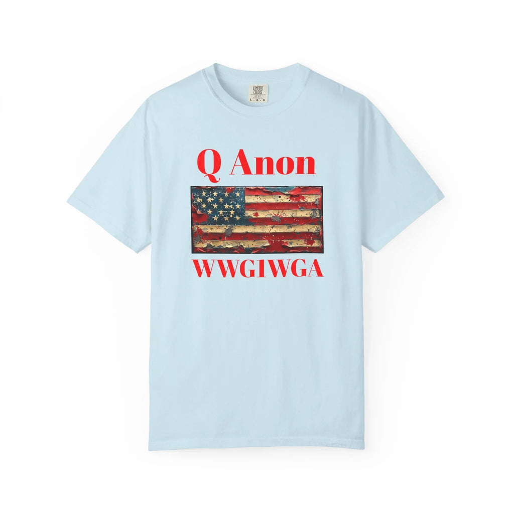 Q Anon WWG1WGA T-Shirt | American Flag Graphic Tee - 250 USA Celebration