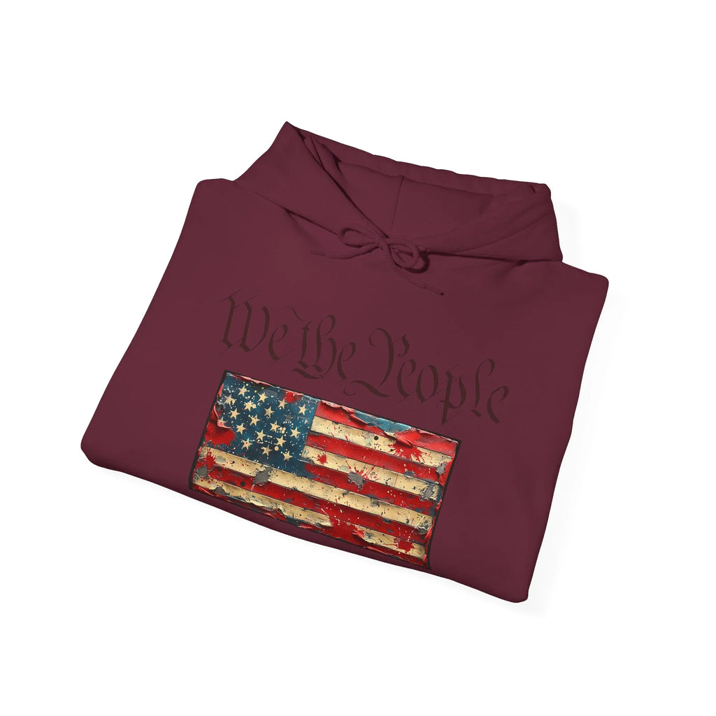 We The People distressed American flag Hoodie | Patriotic Constitution design - 250 USA Celebration