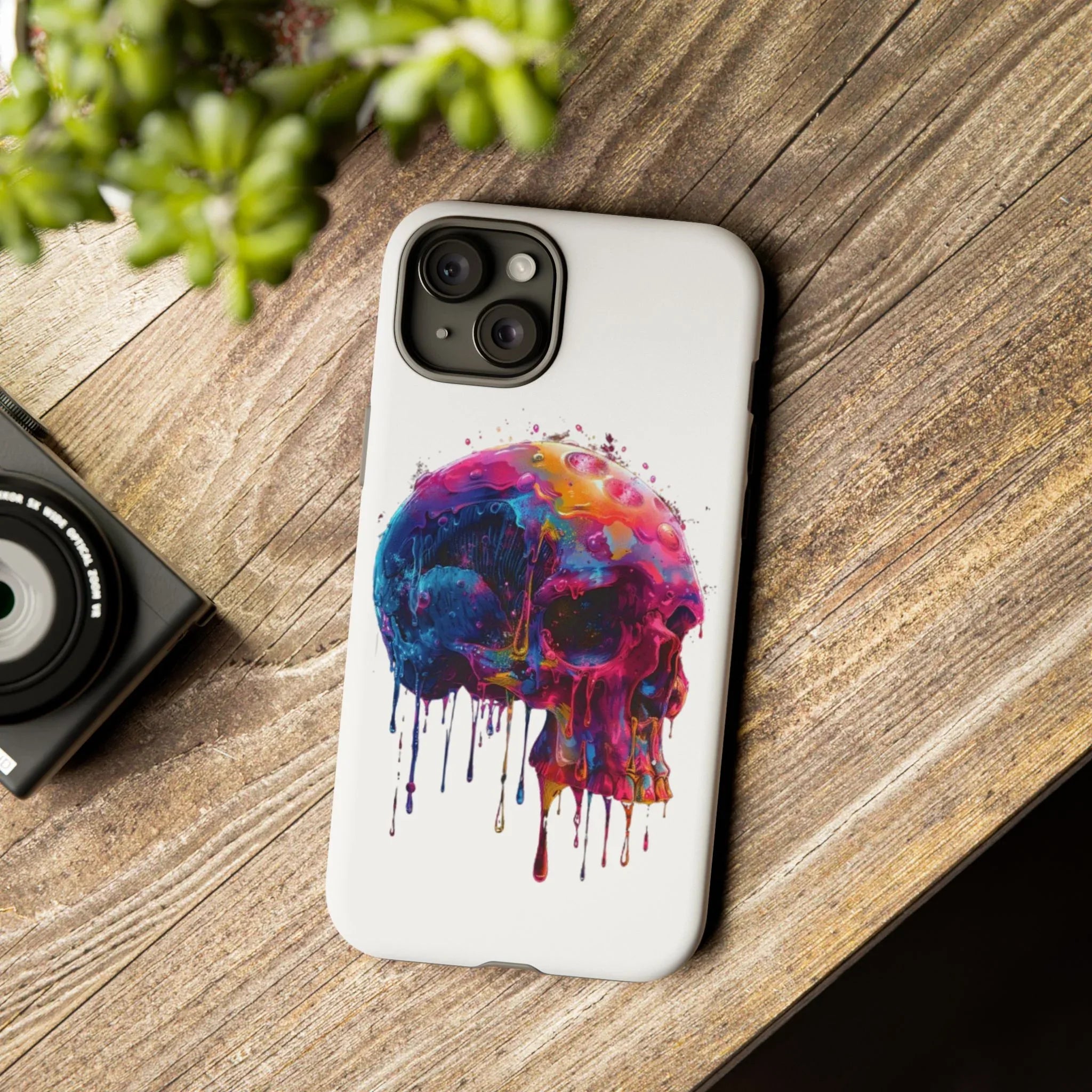 Colorful Drip Skull Phone Case | Hard Plastic Protective Case - 250 USA Celebration