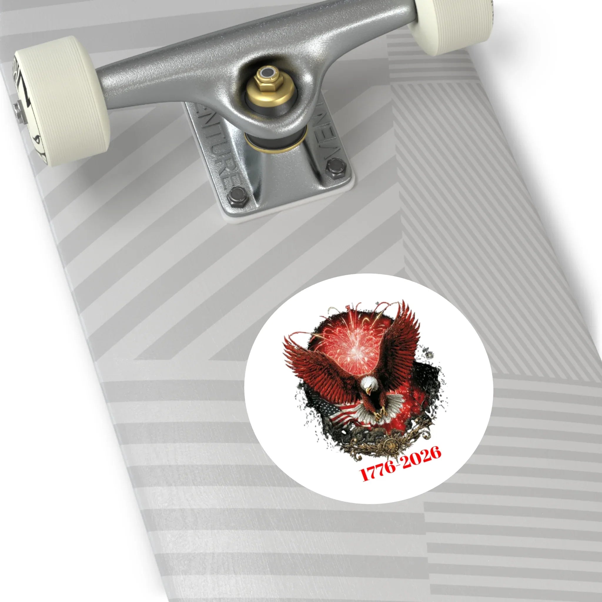 1776-2026 Eagle with Fireworks round sticker | Patriotic Sticker - 250 USA Celebration