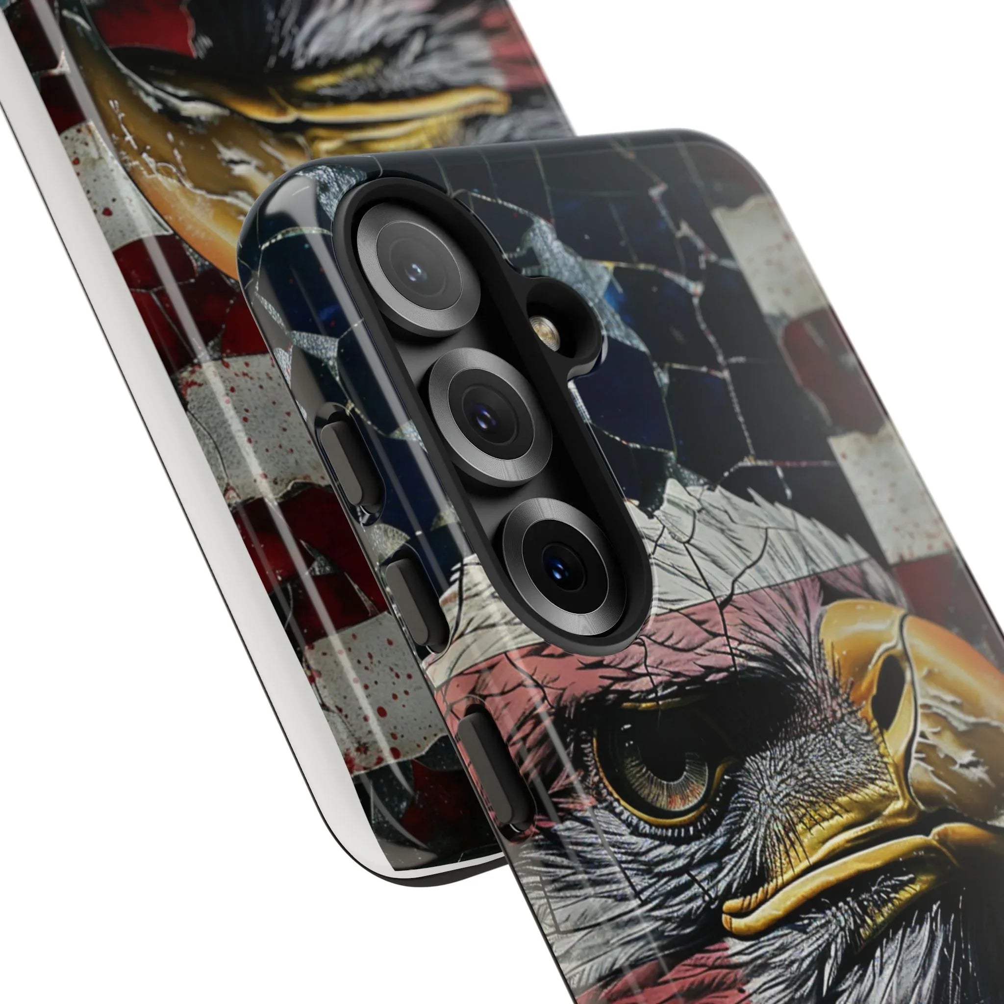 American Flag Bald Eagle phone case | Patriotic iPhone cover, cracked vintage flag design - 250 USA Celebration
