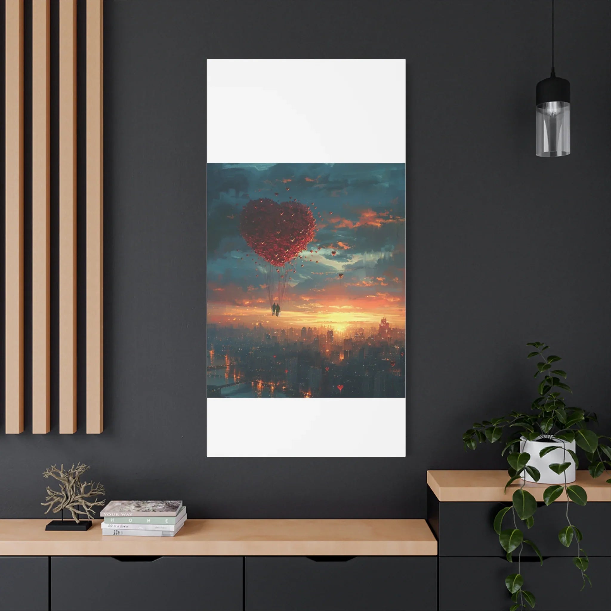 Romantic Canvas Wall Art, Love, Heart Balloon Art, Gift for Couples, Valentines Wall Decor, Valentine's Day Women's Merchandise, Valentines - 250 USA Celebration