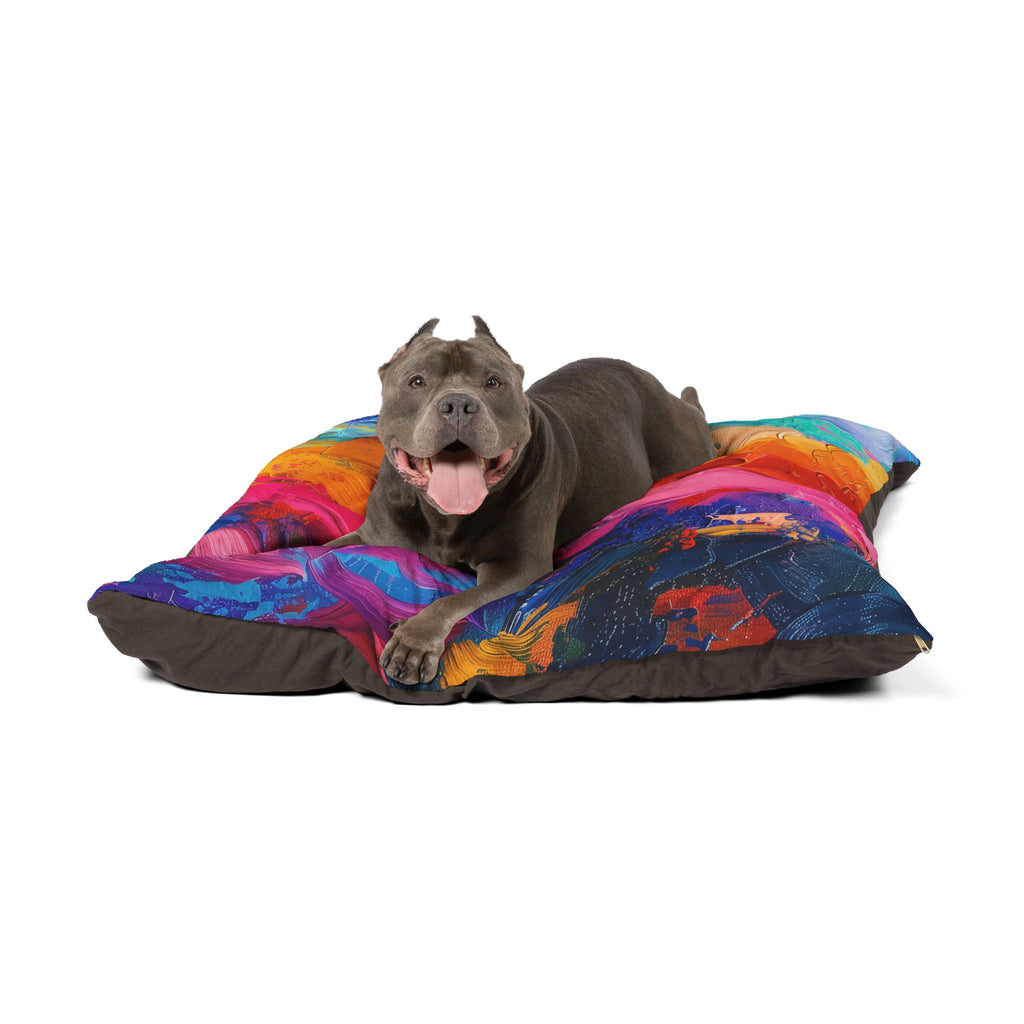 Abstract Rainbow Pet Bed — Colorful Swirl Dog & Cat Cushion