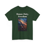 Honor, Duty, Freedom T-Shirt - Patriotic American Flag Galaxy Tee