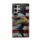 American Flag Bald Eagle phone case | Patriotic iPhone cover, cracked vintage flag design - 250 USA Celebration