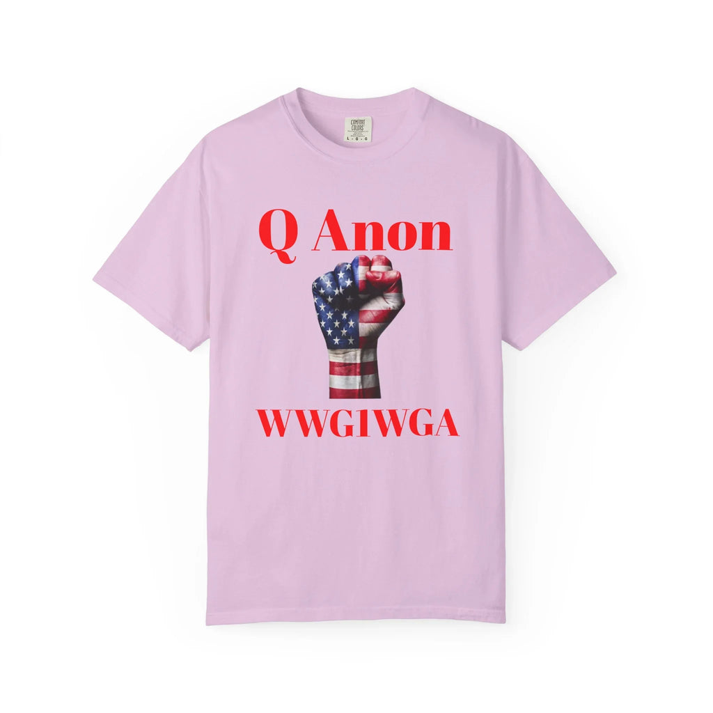 Q Anon Fist T-shirt | WWG1WGA Print - 250 USA Celebration