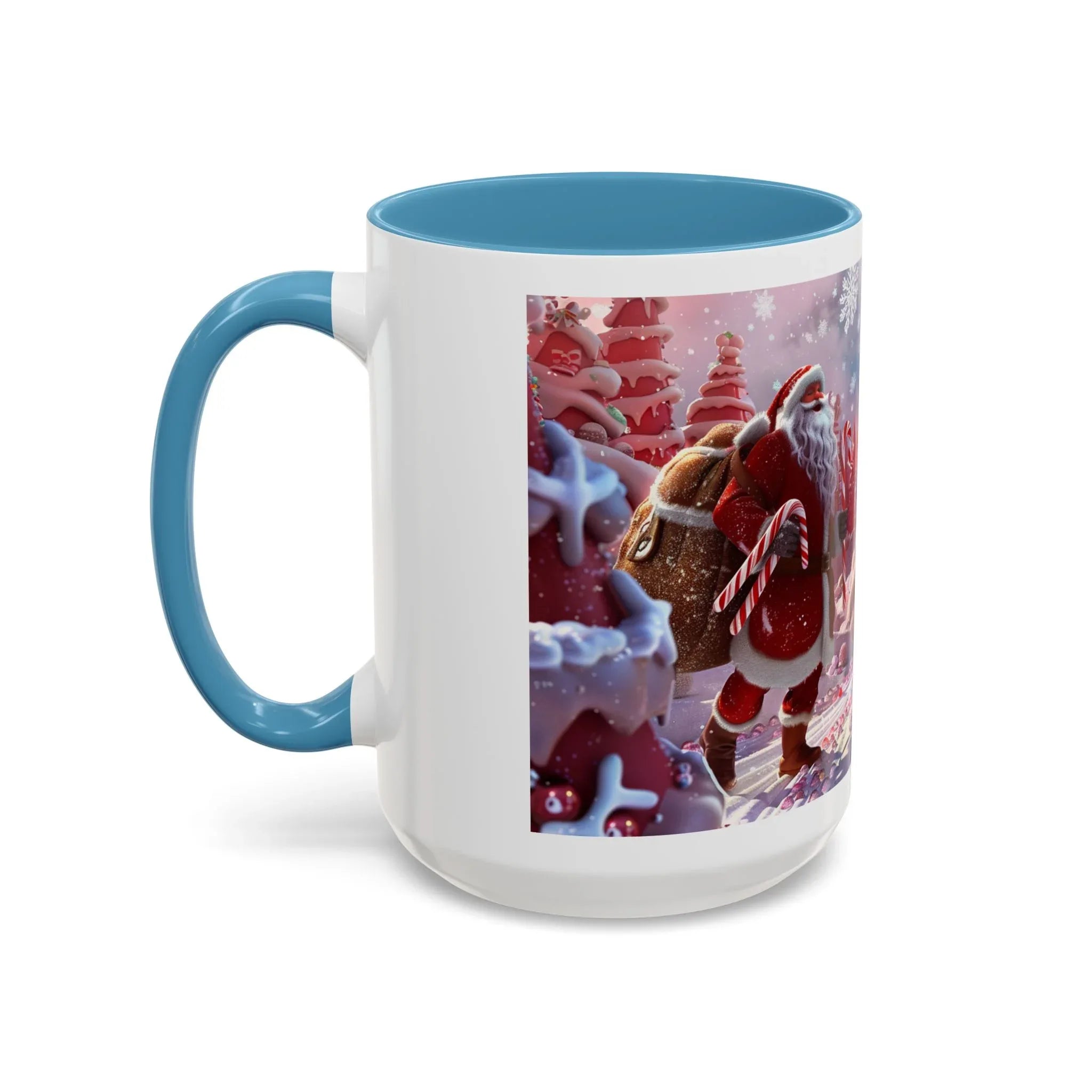 Coffee Mug, Festive Santa in Candy Wonderland, 11oz, 15oz, Tim Burton Style, Whimsical Holiday Cup, Christmas Gift, Hot Cocoa Mug - 250 USA Celebration