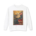 Triumphant Bald Eagle clutching American Flag Sweatshirt | Patriotic Fireworks Outline - 250 USA Celebration