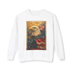 Triumphant Bald Eagle clutching American Flag Sweatshirt | Patriotic Fireworks Outline - 250 USA Celebration